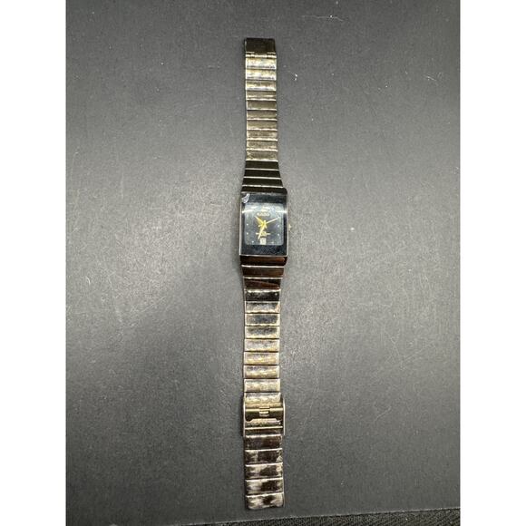 RADO Diamond Accent Watch 3710-2035 Rectangle Black Dial Silver Tone 21mm - Picture 3 of 14